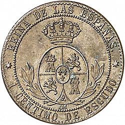 Large Reverse for 1 Céntimo Escudo 1868 coin