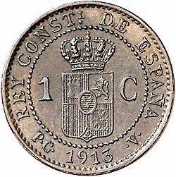 Large Reverse for 1 Céntimo 1913 coin