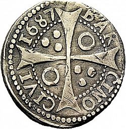Large Reverse for 1 Croat 1687 coin