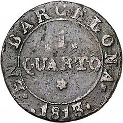 Large Reverse for 1 Cuarto 1813 coin