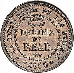 Large Reverse for 1 Décima Real 1850 coin