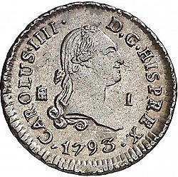 Large Obverse for 1 Maravedí 1793 coin