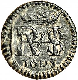 Large Obverse for 1 Maravedí 1603 coin