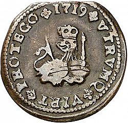 Large Reverse for 1 Maravedí 1719 coin