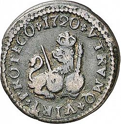 Large Reverse for 1 Maravedí 1720 coin