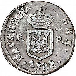 Large Reverse for 1 Maravedí 1832 coin