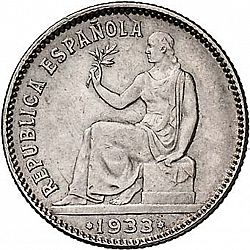 Large Obverse for 1 Peseta 1933 coin