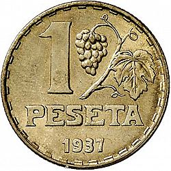 Large Reverse for 1 Peseta 1937 coin