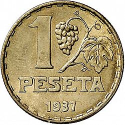 Large Reverse for 1 Peseta 1937 coin