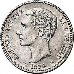 Large Obverse for 1 Peseta 1876 coin