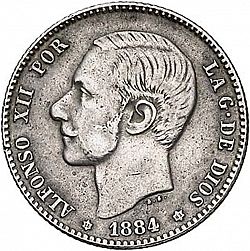Large Obverse for 1 Peseta 1884 coin