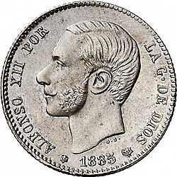 Large Obverse for 1 Peseta 1885 coin