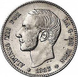 Large Obverse for 1 Peseta 1885 coin