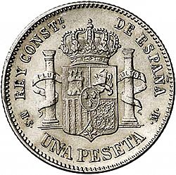 Large Reverse for 1 Peseta 1885 coin