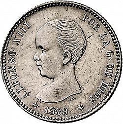Large Obverse for 1 Peseta 1889 coin