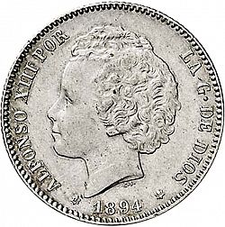 Large Obverse for 1 Peseta 1894 coin