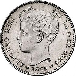 Large Obverse for 1 Peseta 1899 coin