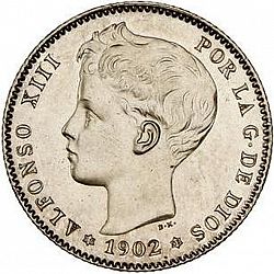 Large Obverse for 1 Peseta 1902 coin