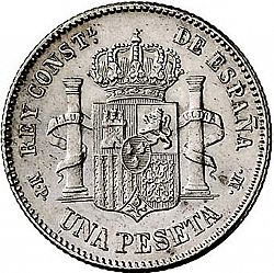 Large Reverse for 1 Peseta 1889 coin
