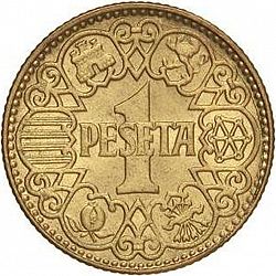 Large Obverse for 1 Peseta 1944 coin