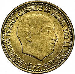 Large Obverse for 1 Peseta 1947 coin