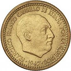 Large Obverse for 1 Peseta 1947 coin