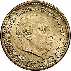 Large Obverse for 1 Peseta 1947 coin