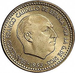 Large Obverse for 1 Peseta 1953 coin