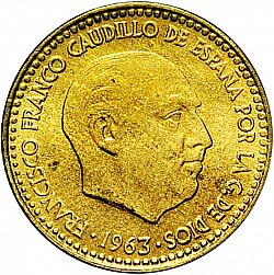 Large Obverse for 1 Peseta 1963 coin
