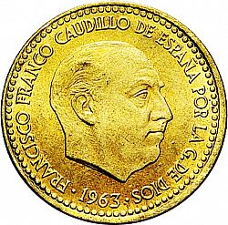 Large Obverse for 1 Peseta 1963 coin