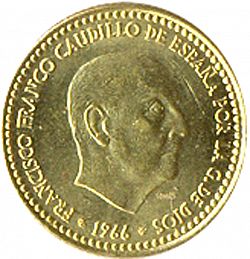 Large Obverse for 1 Peseta 1966 coin