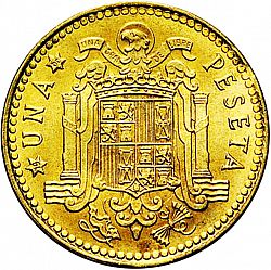 Large Reverse for 1 Peseta 1966 coin