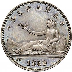 Large Obverse for 1 Peseta 1869 coin