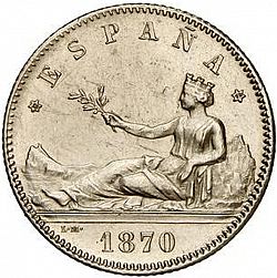 Large Obverse for 1 Peseta 1870 coin