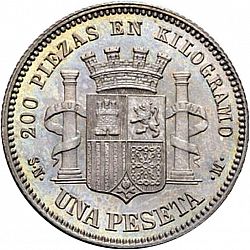 Large Reverse for 1 Peseta 1869 coin