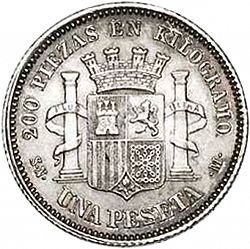 Large Reverse for 1 Peseta 1869 coin