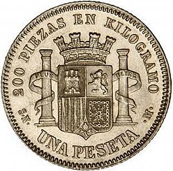 Large Reverse for 1 Peseta 1870 coin