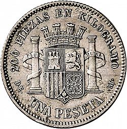 Large Reverse for 1 Peseta 1870 coin