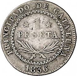 Large Reverse for 1 Peseta 1836 coin