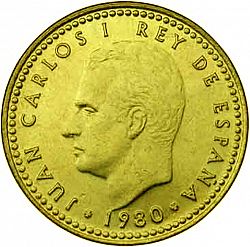 Large Obverse for 1 Peseta 1980 coin