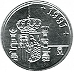 Large Reverse for 1 Peseta 1991 coin