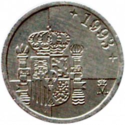Large Reverse for 1 Peseta 1993 coin