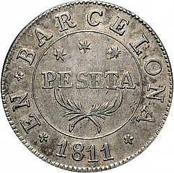 Large Reverse for 1 Peseta 1811 coin