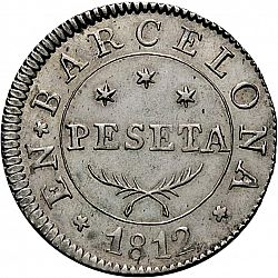 Large Reverse for 1 Peseta 1812 coin