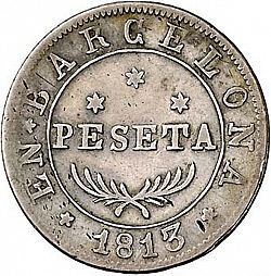 Large Reverse for 1 Peseta 1813 coin