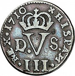 Large Reverse for 1 Treseta 1710 coin