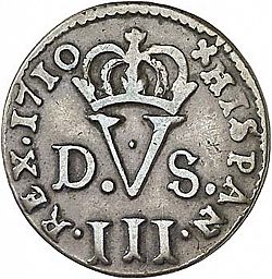 Large Reverse for 1 Treseta 1710 coin