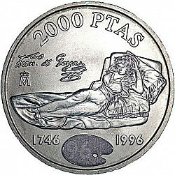 Large Reverse for 2000 Pesetas 1996 coin