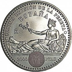 Large Reverse for 2000 Pesetas 2001 coin