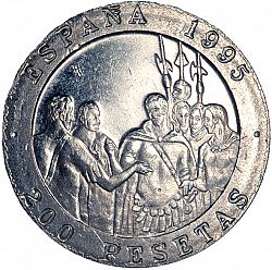 Large Reverse for 200 Pesetas 1995 coin
